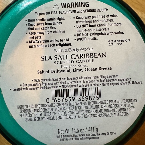Bath & Body Works Sea Salt Caribbean Candle - Picture 5 of 5